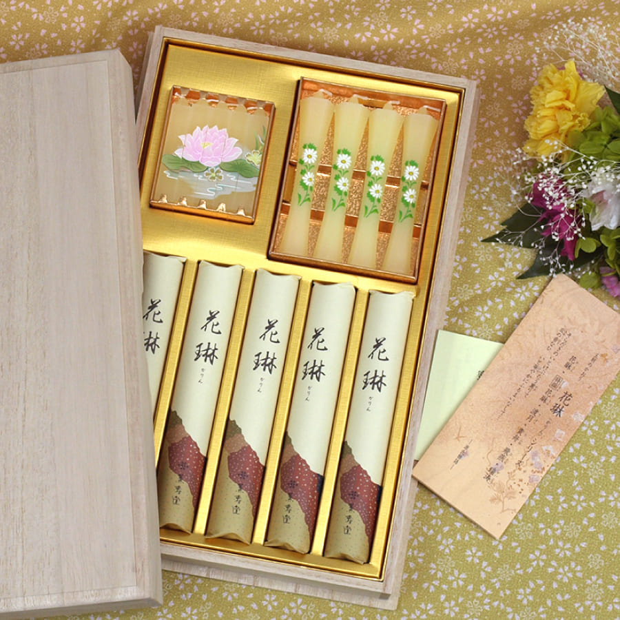 薫寿堂 花琳蜜蝋セット お線香 絵ろうそく 白檀 贈答 - 木谷仏壇 仏壇 