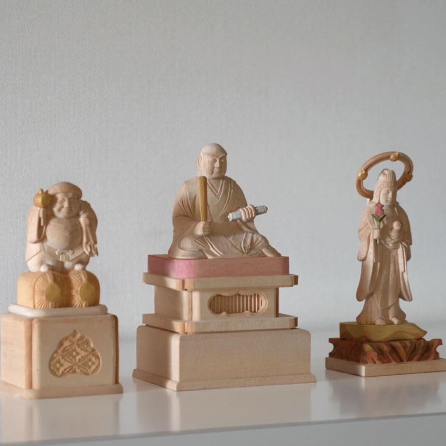 仏像 日蓮宗 日蓮聖人 大黒天 鬼子母神 色付き 彩色 木彫 - 木谷仏壇 