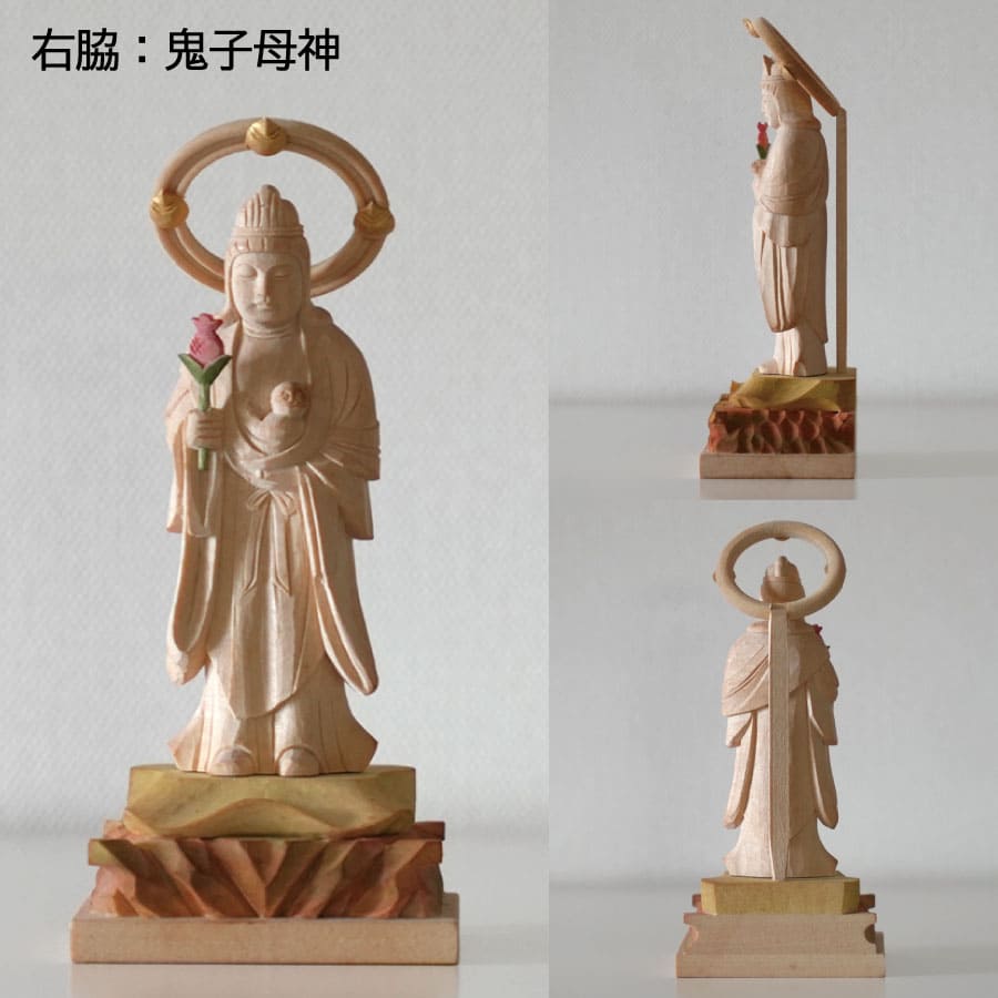 仏像 日蓮宗 日蓮聖人 大黒天 鬼子母神 色付き 彩色 木彫 - 木谷仏壇 