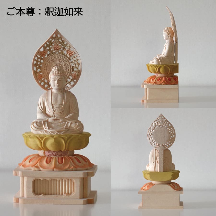 仏像 曹洞宗 釈迦如来 常済大師 承陽大師 色付き 彩色 木彫 - 木谷仏壇 