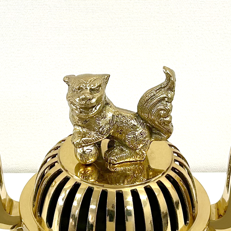 大特価 半額セール 中口獅子掛 香炉 6寸 磨き 寺院用 仏具 寺院仏具 