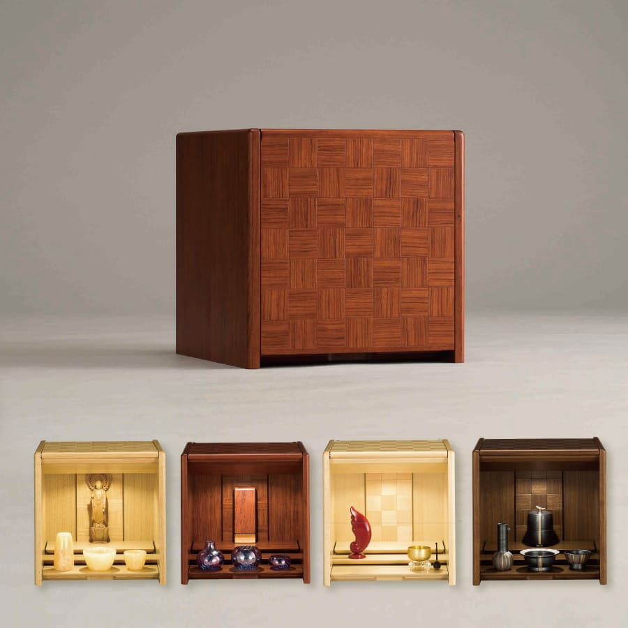 現代仏壇 キューボ ナラ／ブビンガ／メープル／ウォールナット