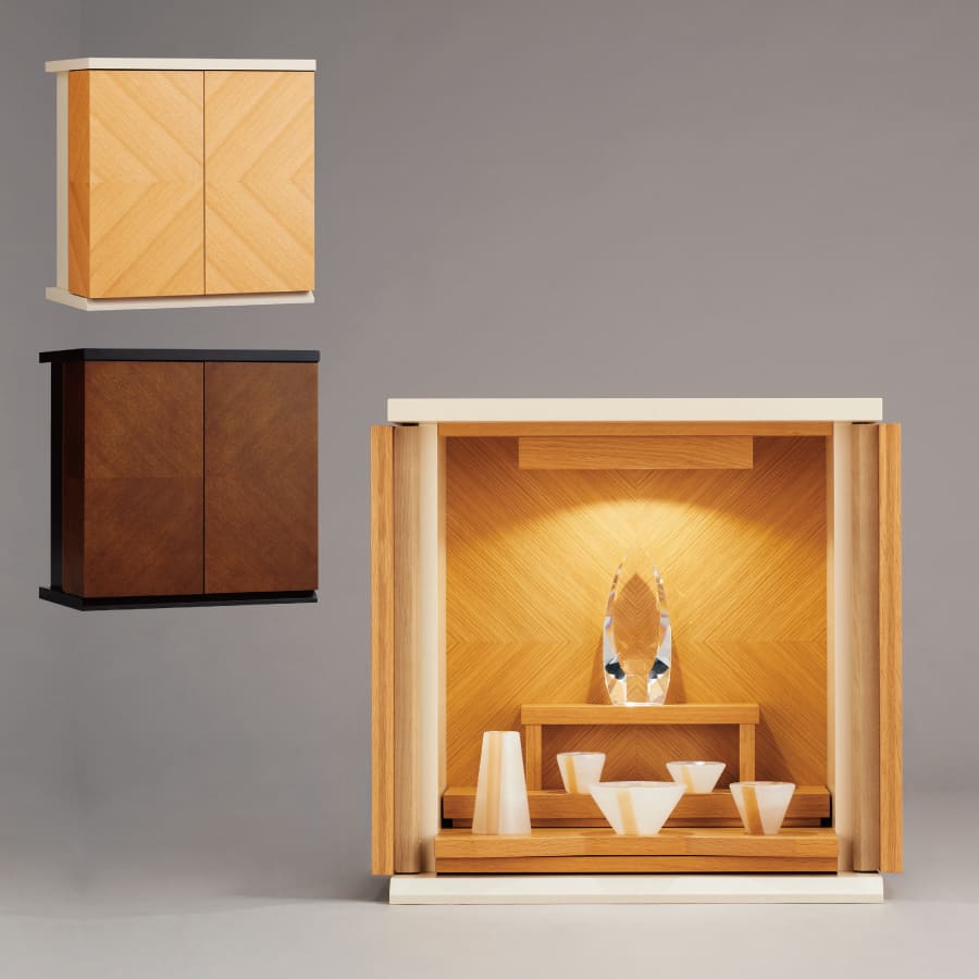 現代仏壇 ジオ コンパクト ミニ仏壇 手元供養 矢貼り 日本製 - 木谷