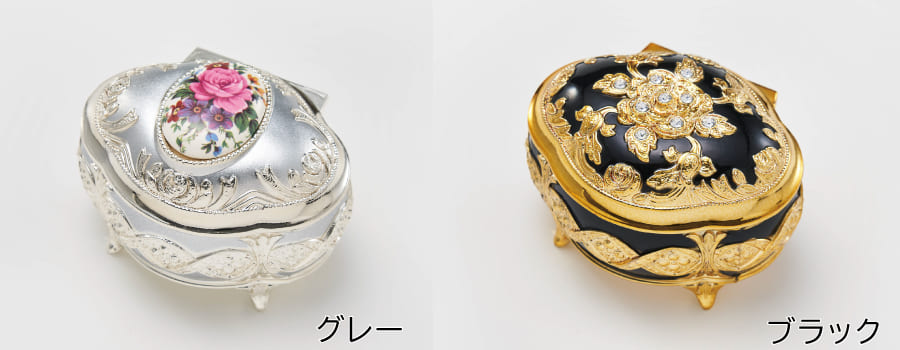 国産 オルゴールBOX Marie(マリー) グレー/ブラック 骨つぼ 遺骨入れ